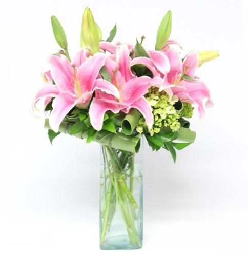 Pink Stargazer lilies Vase product1029