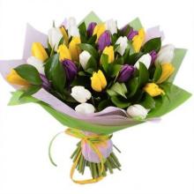 30 Assorted Tulips in a Vase
